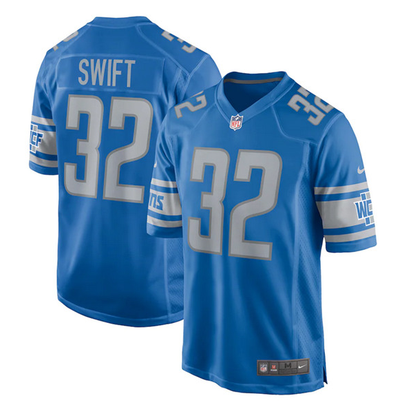 Men's Detroit Lions #32 D'Andre Swift 2021 Blue Vapor Untouchable Limited Stitched Jersey Men's Detroit Lions #32 D'Andre Swift 2021 Blue Vapor Untouchable Limited Stitched Jersey